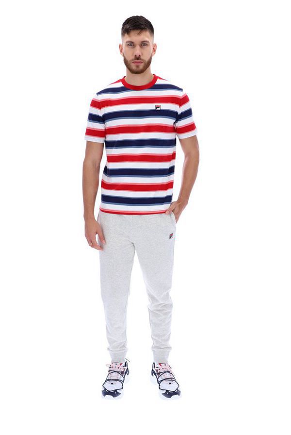 Camisetas Fila Homem Vermelhas/Multicoloridas Listrada - Fila Pietersite Striped Portugal Lisboa,TRU